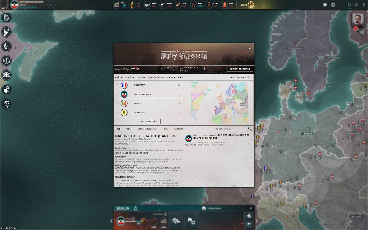 Wann endet ein Spiel in Supremacy 1914?